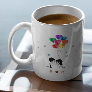 Valentines Day Love Quote with Color Heart Balloon Coffee Mug