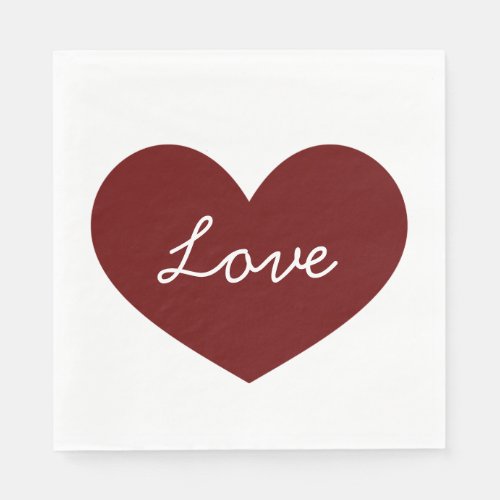 Valentines Day Love Red Heart Script Typography Napkins