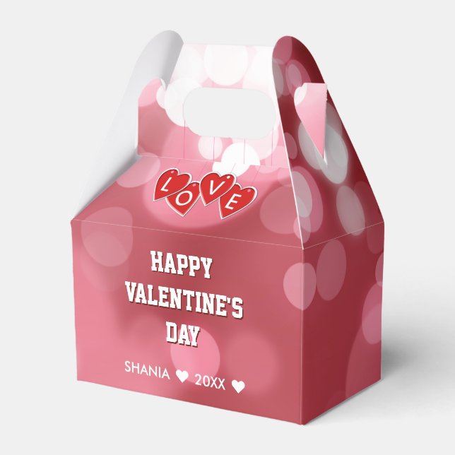 Valentine's Day Love Red Hearts Favor Boxes (Front Side)