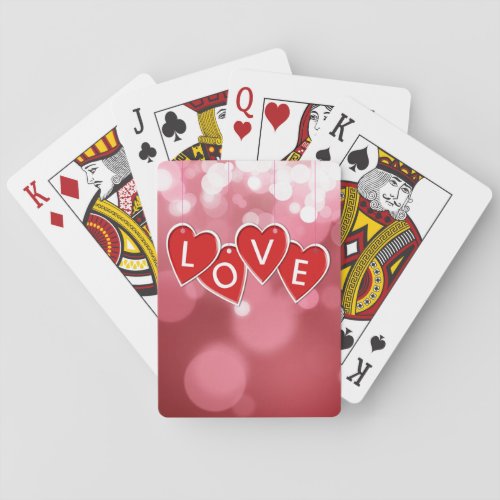 Valentines Day Love Red Hearts Playing Cards