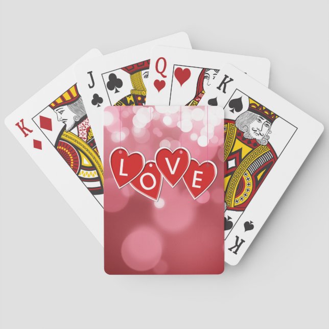Valentine's Day Love Red Hearts Poker Cards (Back)