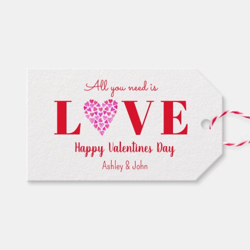 Valentines Day Love Script Heart  Gift Tags