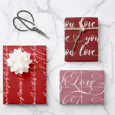 VALENTINE'S DAY GOLD RED LIPSTICK KISSES WRAPPING PAPER SHEETS