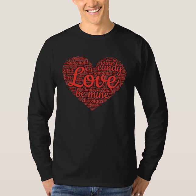 Valentine's Day Love Words Heart Cute Couple's Mat T-Shirt (Front)
