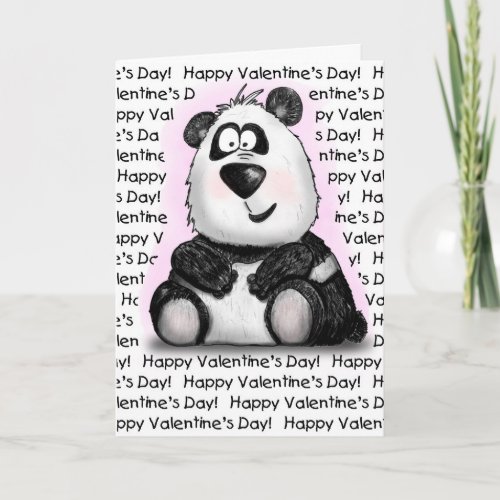 Valentines Day Love you Bear_y Much Cartoon Panda Holiday Card