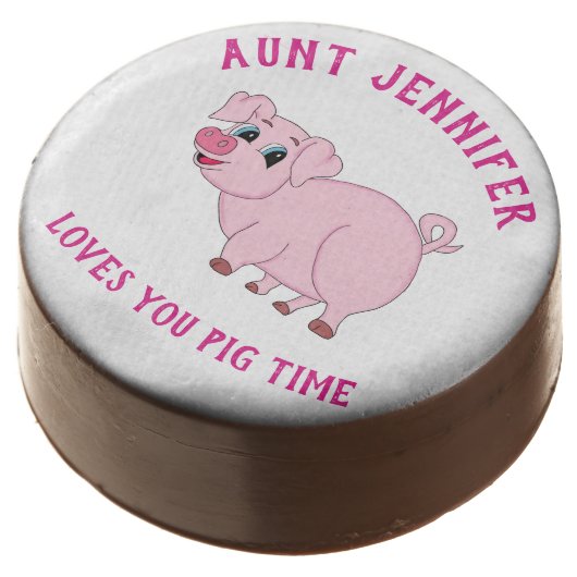 Valentine's Day Love You Pig Time Chocolate Covered Oreo (Angled)