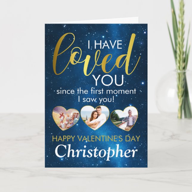 Valentine's Day Loved Photo Collage Heart Custom Card (Front)
