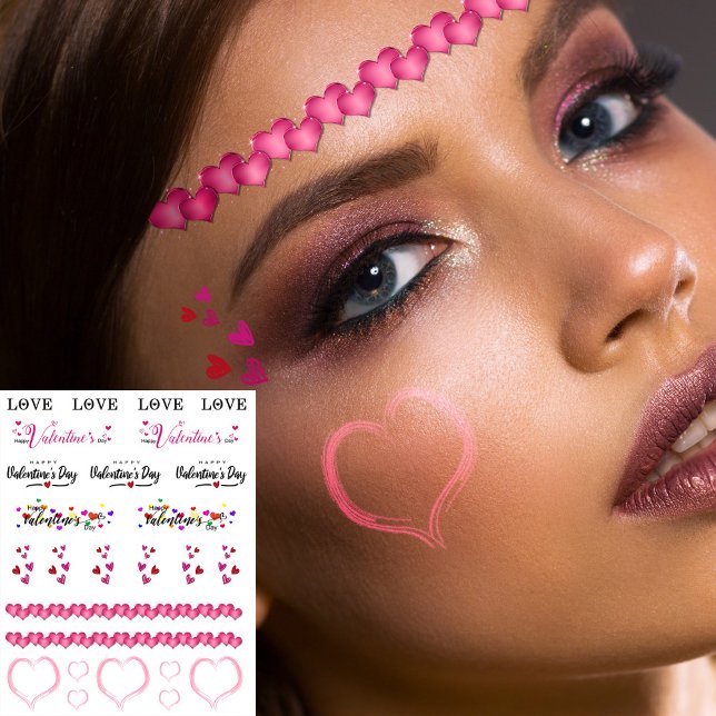 Valentine's Day Lovely Hearts and Elements Set Temporary Tattoos (Creator Uploaded)