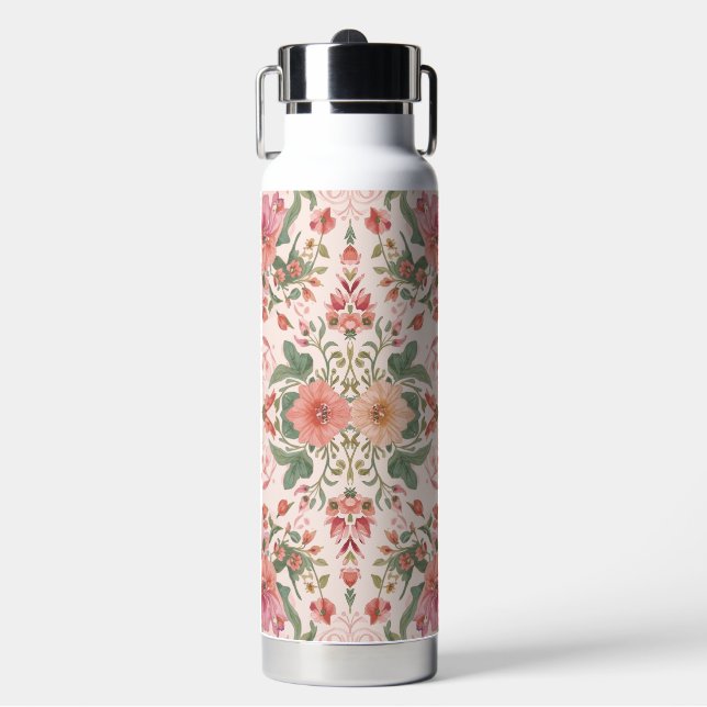 Valentine's Day, Lovely Pink Flowers Pattern  Water Bottle (Front)