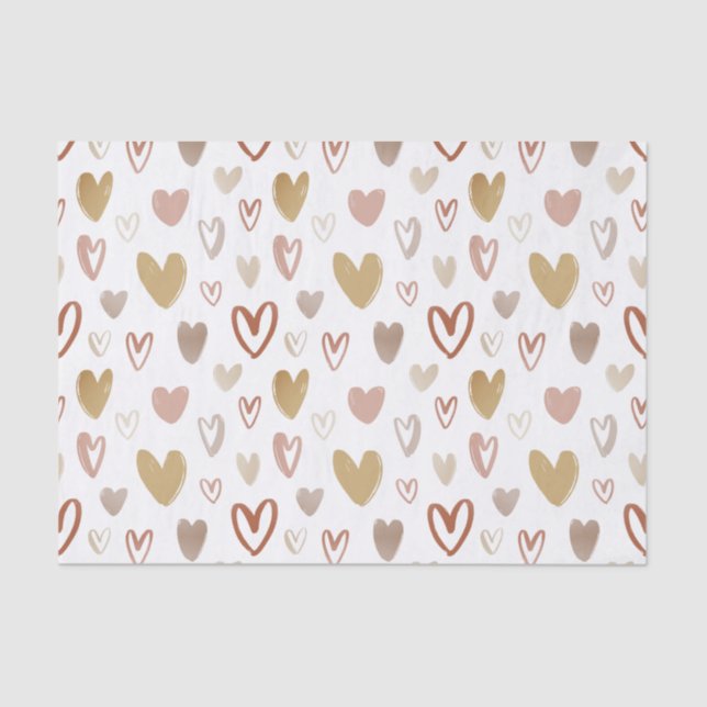 Valentine's Day Lovely Rustic Hearts  Tissue Paper (Front)