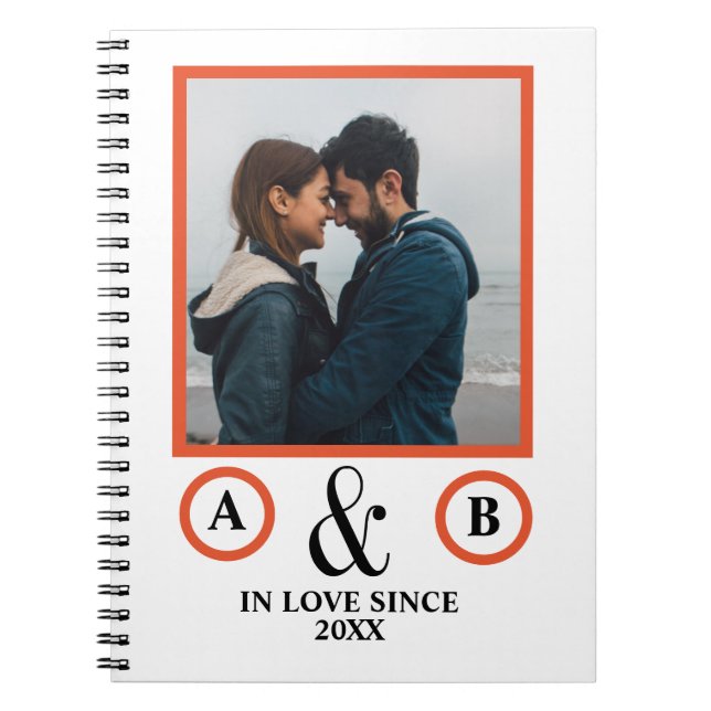 Valentine's Day lovers couple monogram placeholder Notebook (Front)