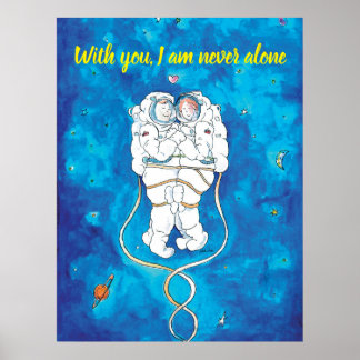 Valentine's Day Loving Astronauts Couple Poster