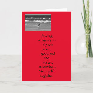 Valentine's Day Loving Couple Walks Along Beach Card