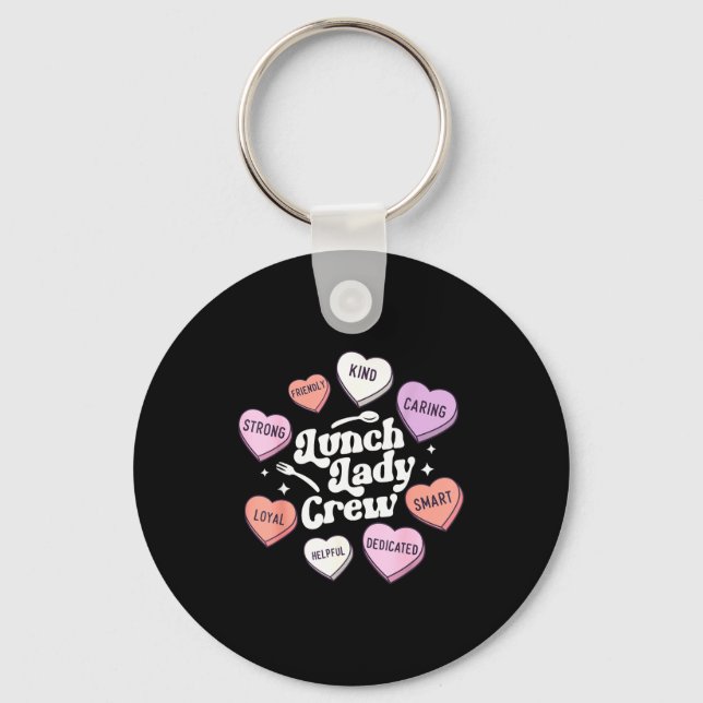 Valentines Day Lunch Lady Groovy Cafeteria Squad H Keychain (Front)