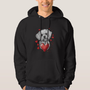 Valentine's Day Maltese Dog Heart Vector Hoodie