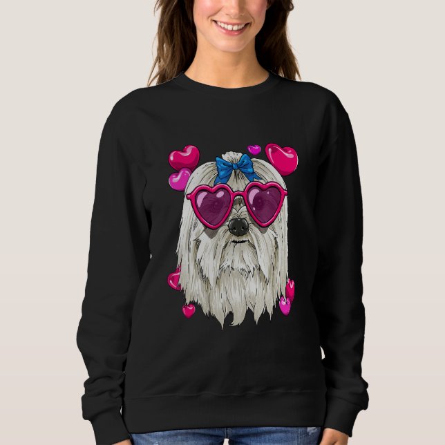 Valentines Day Maltese Heart Couples Maltese Dog Sweatshirt (Front)