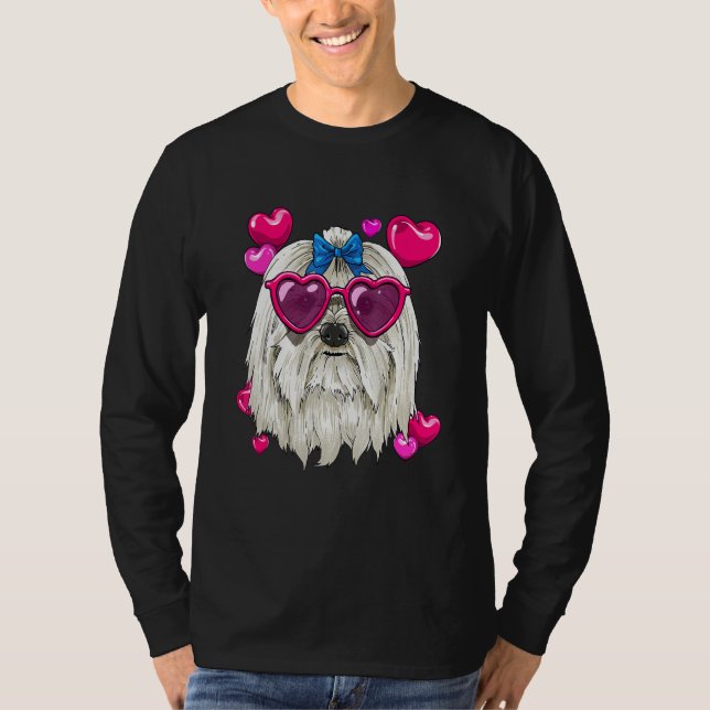 Valentines Day Maltese Heart Couples Maltese Dog T-Shirt (Front)
