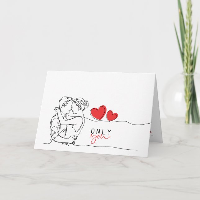 Valentine's Day Map - Linear Art Design Card (Front)