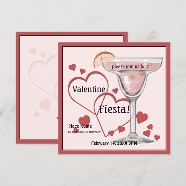 Valentine's Day Margarita Fiesta Party Invitation (Front/Back)