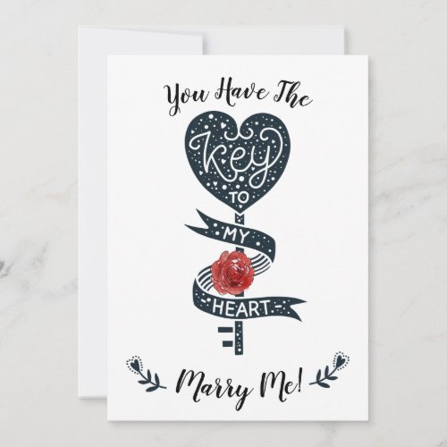 Valentines Day Marriage Proposal Key To My Heart Holiday Card