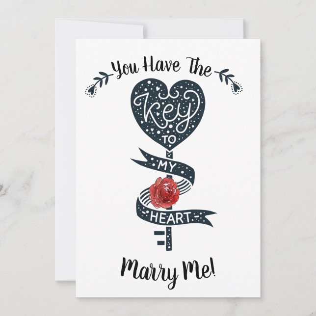 Valentines Day Marry Me Proposal Key To My Heart Holiday Card (Front)