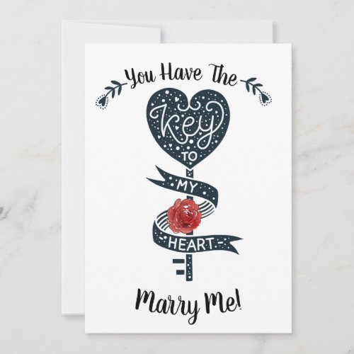 Valentines Day Marry Me Proposal Key To My Heart Holiday Card