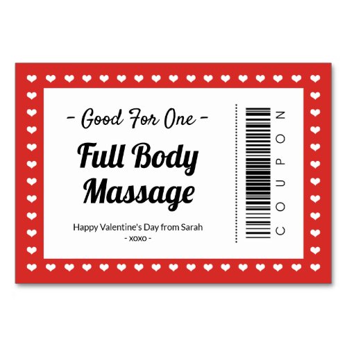 Valentines Day Massage Love Coupon Couple Gift Table Number