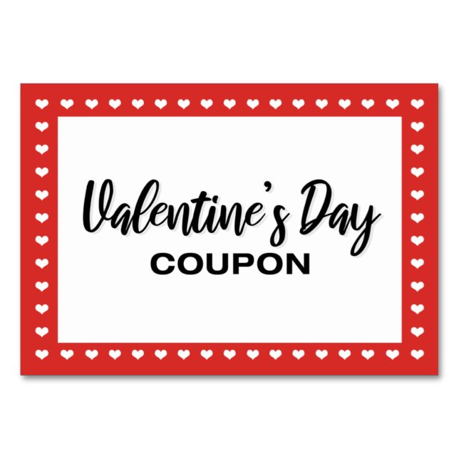 Valentine's Day Massage Love Coupon Couple Gift Table Number Zazzle