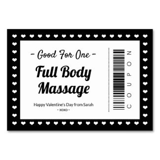 Valentine's Day Massage Love Coupon Couple Gift Table Number
