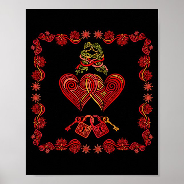 Valentines Day Matching Couple Heart Pajamas Men W Poster (Front)