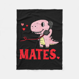Valentines Day Matching Soulmates Mates Dino Coupl Fleece Blanket