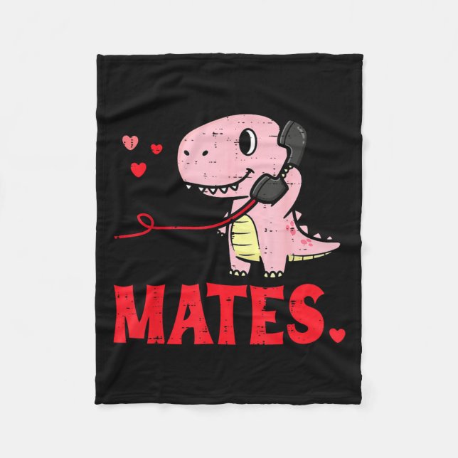 Valentines Day Matching Soulmates Mates Dino Coupl Fleece Blanket (Front)