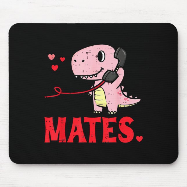 Valentines Day Matching Soulmates Mates Dino Coupl Mouse Pad (Front)