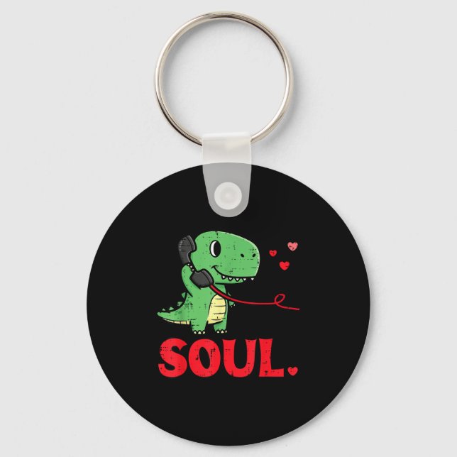 Valentines Day Matching Soulmates Soul Dino Trex C Keychain (Front)
