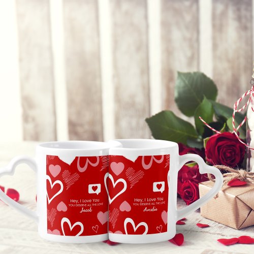 Valentines day message couple  coffee mug set
