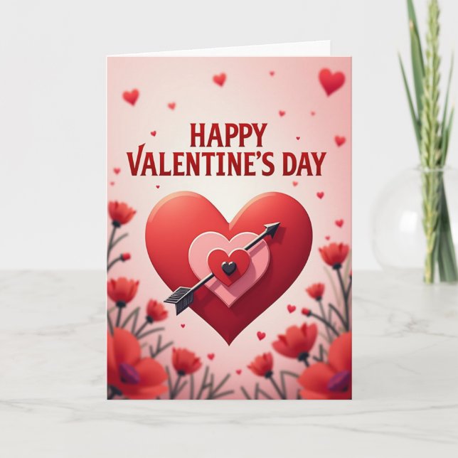 Valentines Day Metallic Heart Card (Front)