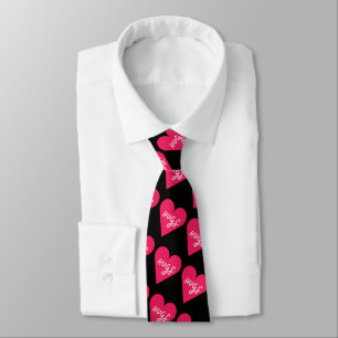 Valentines Day Minamilist Pink Hugs Candy Heart Neck Tie
