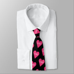 Valentines Day Minamilist Pink Love Candy Heart Neck Tie