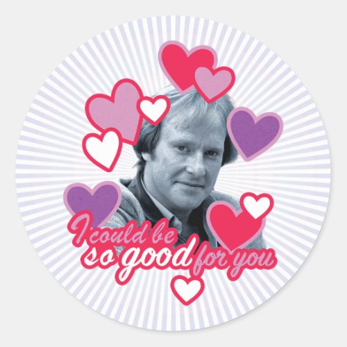 Valentines Day Minder Theme Card wDennis Waterman Classic Round Sticker