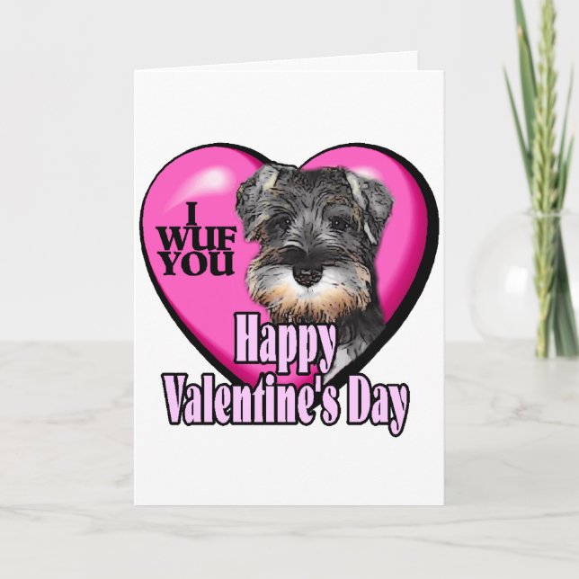 Valentine's Day Miniature Schnauzer Holiday Card (Front)