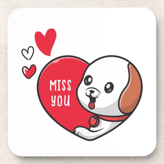 Valentine's Day, Miss you Beverage Coaster (Front)