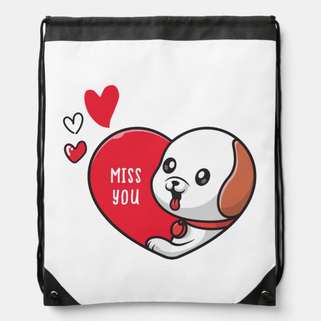 Valentine's Day, Miss you Drawstring Bag (Front)