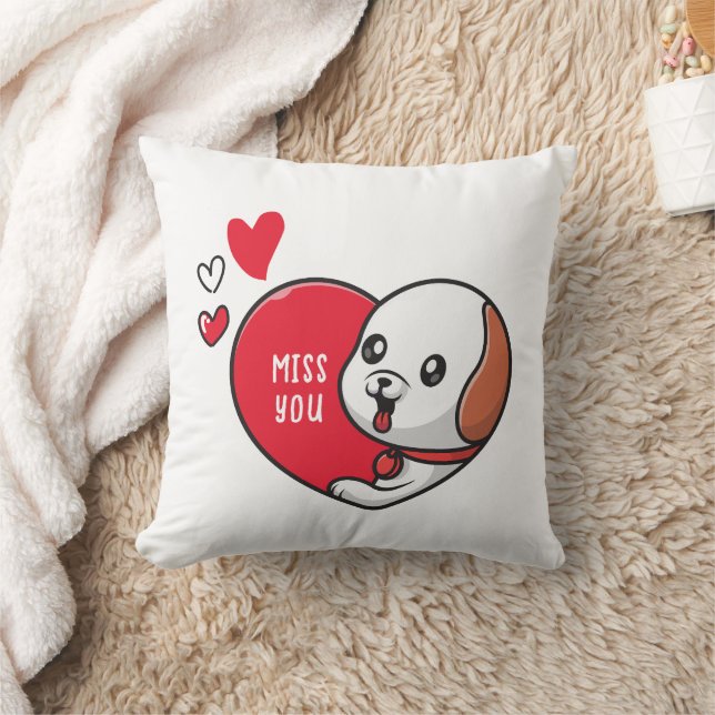 Valentine's Day, Miss you Throw Pillow (Blanket)