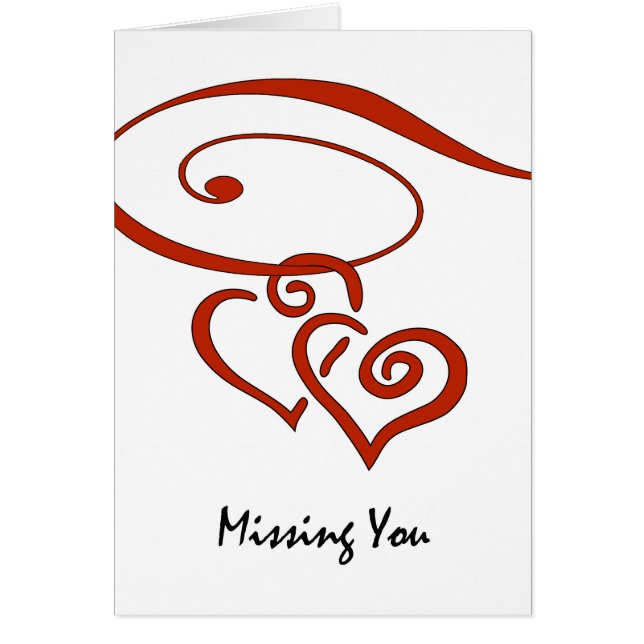 Valentine's Day, Missing You, Hearts Together Cards (Front)