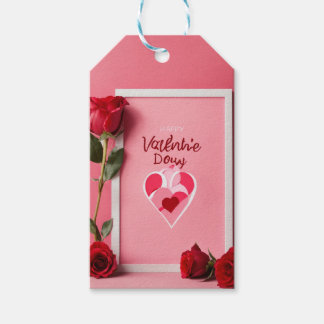 Valentine's Day Mockup Paper Print with Blank Copy Gift Tags