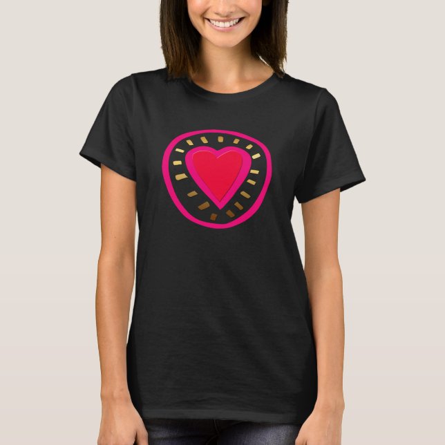 Valentine's Day Modern Heart black Women Shirt (Front)