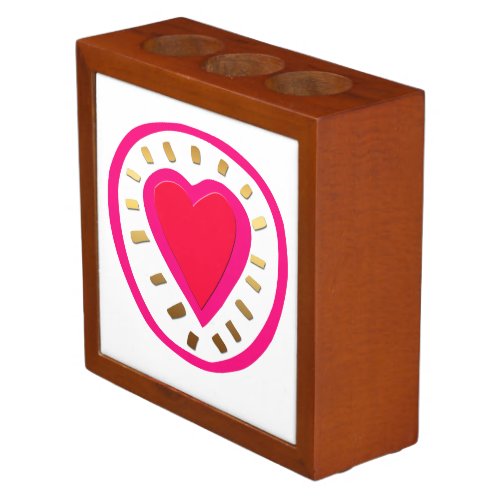 Valentines Day Modern Pink Heart 1 Desk Organizer