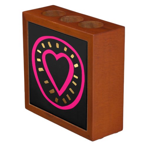 Valentines Day Modern Pink Heart 2 Desk Organizer