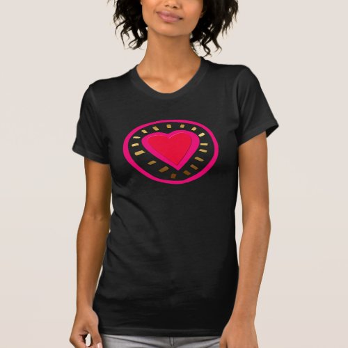 Valentines Day Modern Pink Heart Women Tee