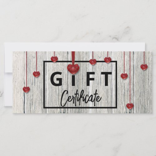 Valentines Day Modern Rustic Wood Hearts Gift Card